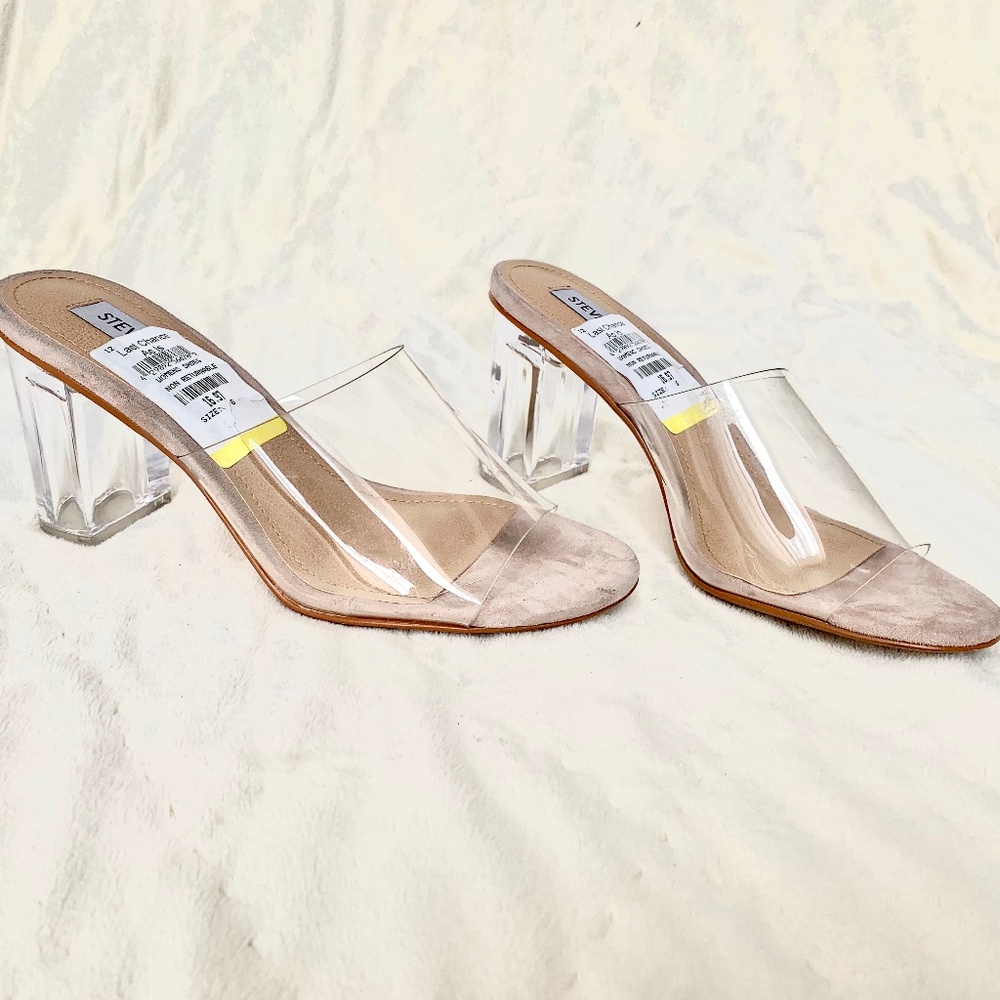 Steve Madden Clear Slip On Heels | Size 6